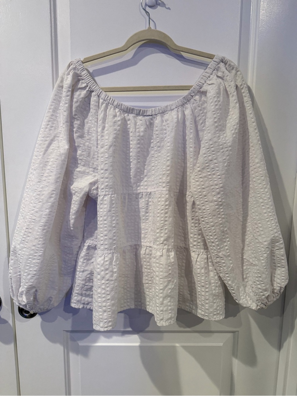 Old Navy Long Sleeve Tiered Empire Calla Lily White | Size XL - Picture 3 of 5